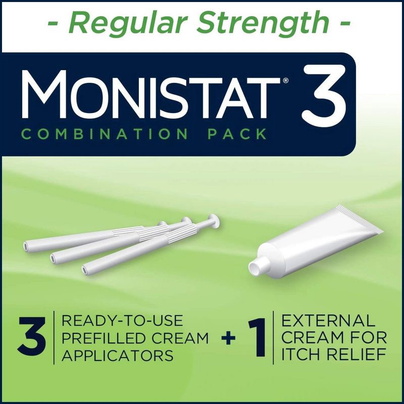 slide 3 of 9, Monistat 3-Dose Yeast Infection Treatment 3 Prefilled Applicators & External Itch Cream, 1 ct