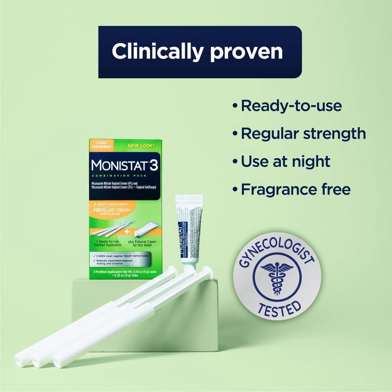 slide 6 of 9, Monistat 3-Dose Yeast Infection Treatment 3 Prefilled Applicators & External Itch Cream, 1 ct