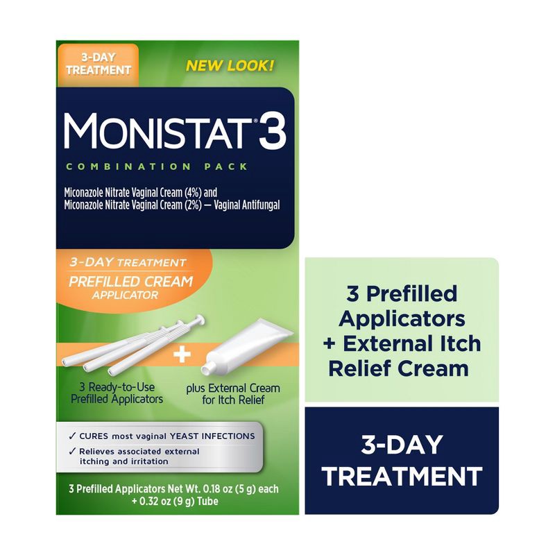 slide 9 of 9, Monistat 3-Dose Yeast Infection Treatment 3 Prefilled Applicators & External Itch Cream, 1 ct