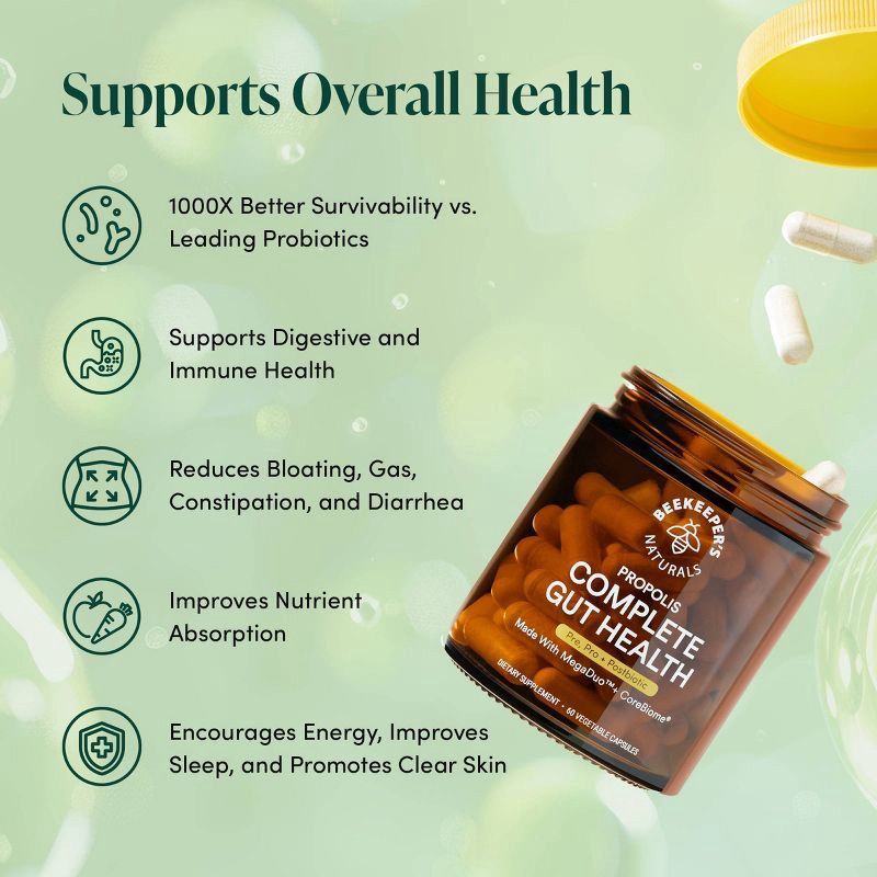 slide 5 of 5, Beekeepers Naturals Digestive Propolis Complete Gut Health Capsules - 28ct, 28 ct