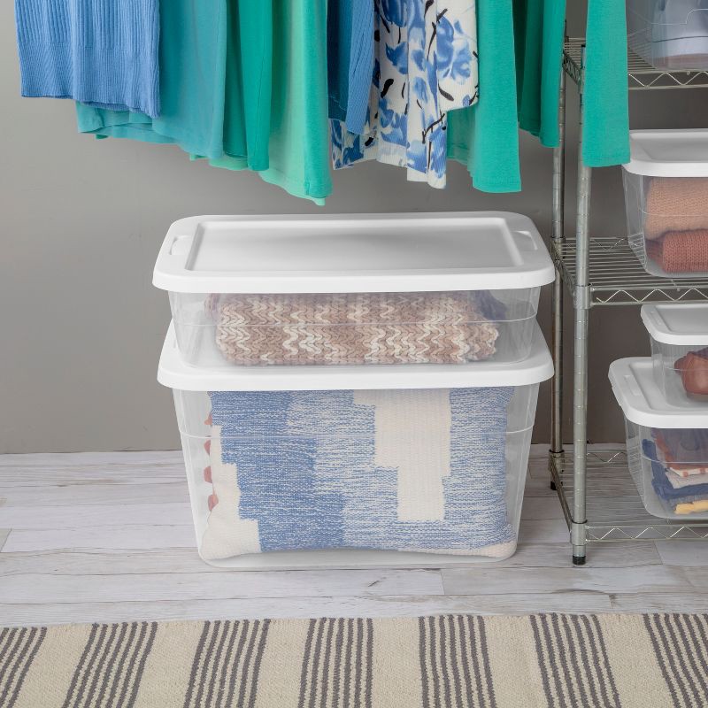 slide 5 of 11, 56qt Clear Non-Latching Storage Box with White Lid - Brightroom™, 56 qt