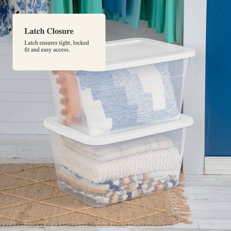 slide 4 of 11, 56qt Clear Non-Latching Storage Box with White Lid - Brightroom™, 56 qt