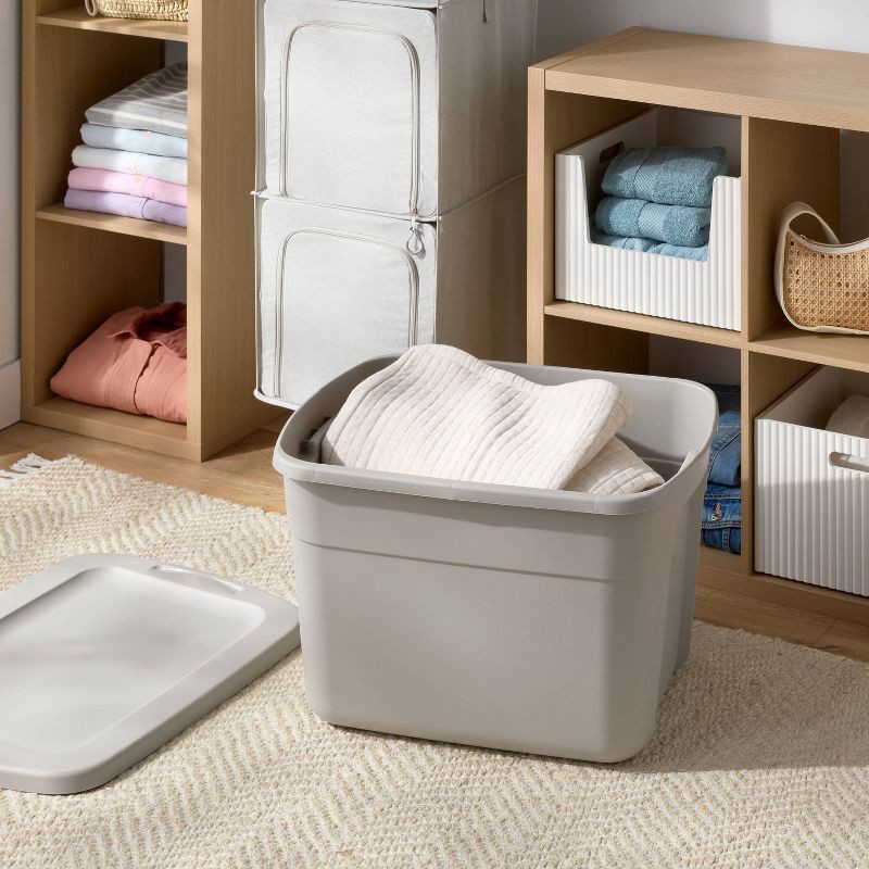 slide 2 of 4, 18gal Non-Latching Storage Tote Gray - Brightroom™, 18 gal
