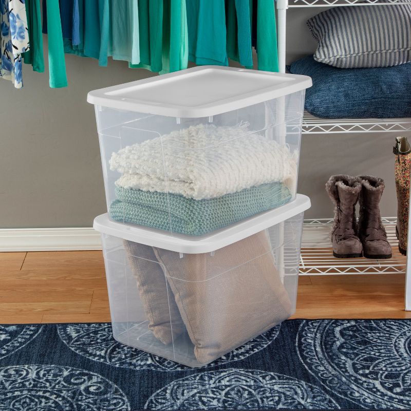 slide 3 of 8, 70qt Clear Storage Box with White Lid - Brightroom™, 70 qt