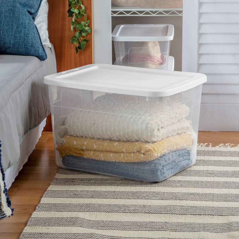 slide 6 of 8, 70qt Clear Storage Box with White Lid - Brightroom™, 70 qt
