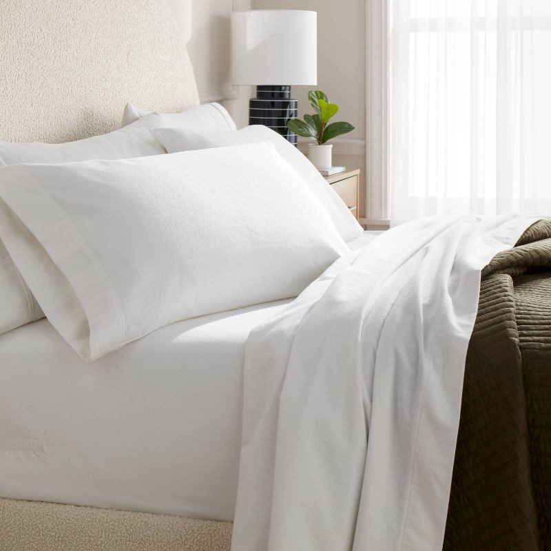 slide 2 of 4, Queen Christmas Ultra Soft Flannel Sheet Set White - Threshold™, 1 ct