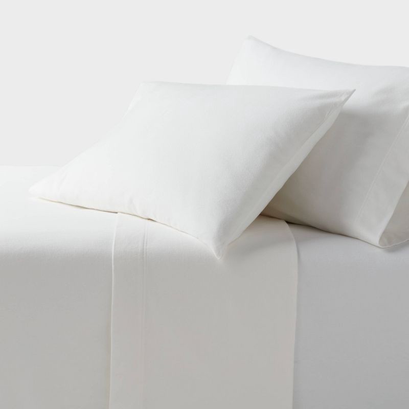 slide 1 of 4, Queen Christmas Ultra Soft Flannel Sheet Set White - Threshold™, 1 ct