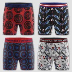 Marvel Boys' Captain America 4pk Athletic Boxer Briefs - 4