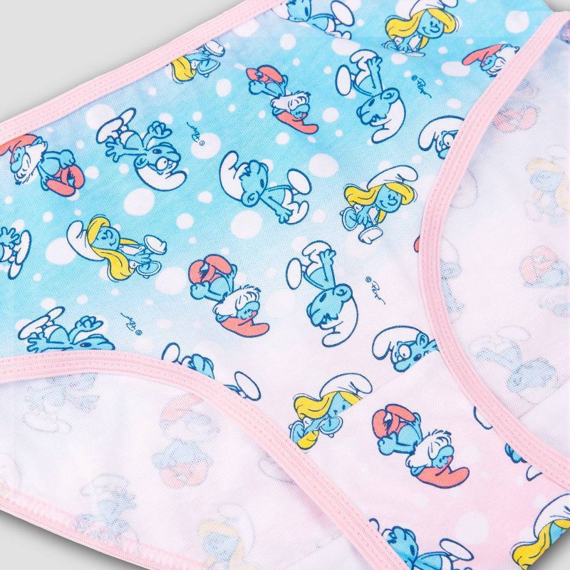 slide 3 of 4, Girls' Smurfs 7pk Underwear - 4: Cotton Briefs with Full Waistband Elastic, 7 ct