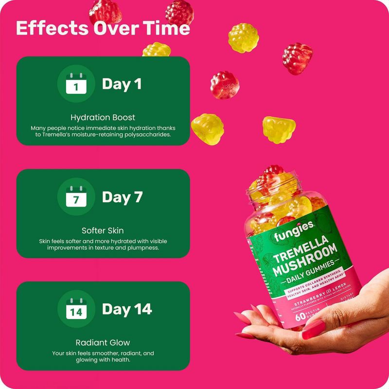 slide 6 of 8, Fungies Tremella Mushroom Beauty Vitamin Vegan Gummies - 60ct, 60 ct