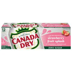 Canada Dry Fruit Splash Strawberry Zero Sugar Soda, 12 fl oz Cans, 12 Pack
