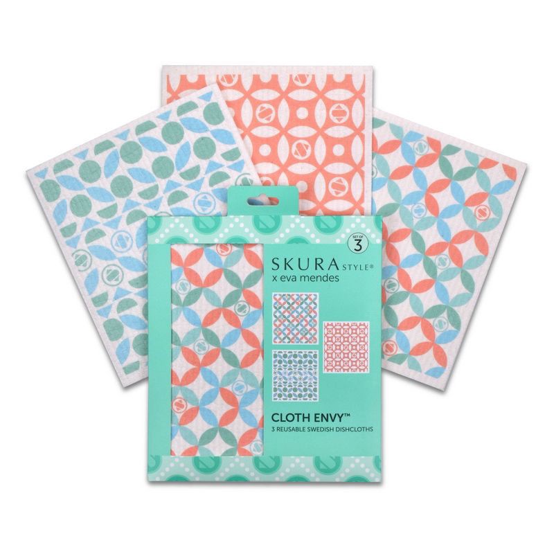 slide 2 of 4, Skura Style x Eva Mendes Swedish Dish Cloth - Pattern - 3pk, 3 ct