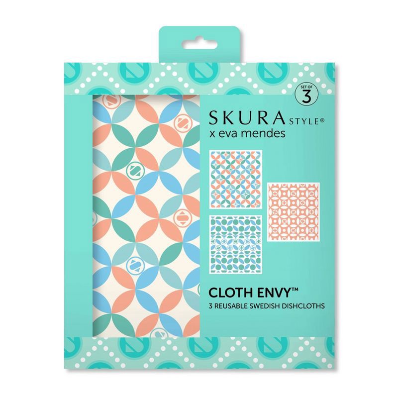 slide 1 of 4, Skura Style x Eva Mendes Swedish Dish Cloth - Pattern - 3pk, 3 ct