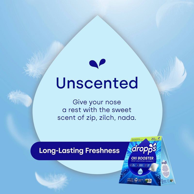 slide 7 of 10, Dropps Laundry Oxi Booster Whitener & Stain Remover Biobased Detergent Pods - Unscented - 25ct, 25 ct