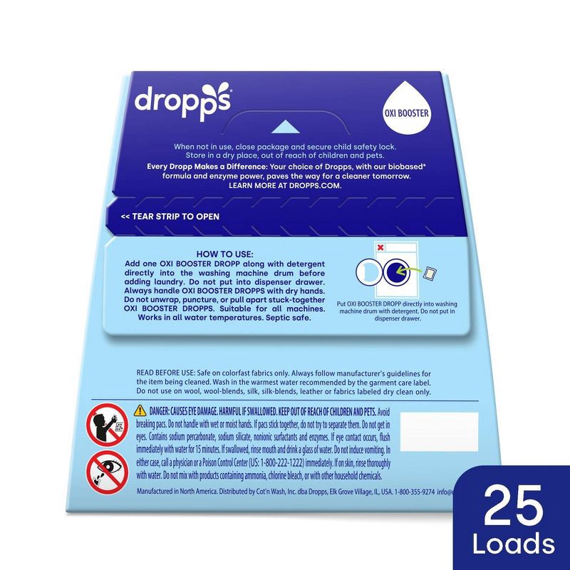 slide 9 of 10, Dropps Laundry Oxi Booster Whitener & Stain Remover Biobased Detergent Pods - Unscented - 25ct, 25 ct