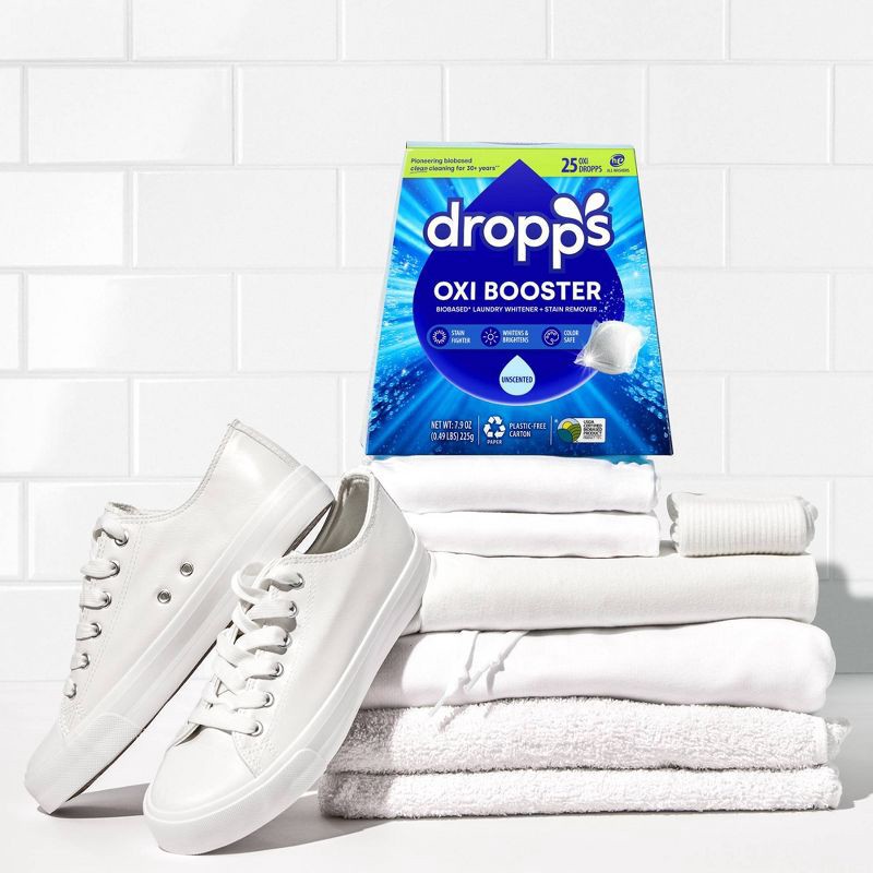 slide 10 of 10, Dropps Laundry Oxi Booster Whitener & Stain Remover Biobased Detergent Pods - Unscented - 25ct, 25 ct