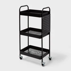 3 Tier Pegboard Cart Black - Brightroom™