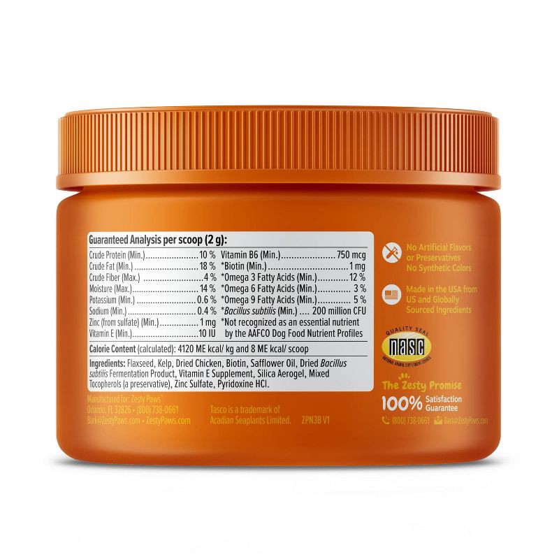 slide 2 of 3, Zesty Paws Skin & Coat Unflavored Vitamin and Supplements Powder - 150g, 150 gram