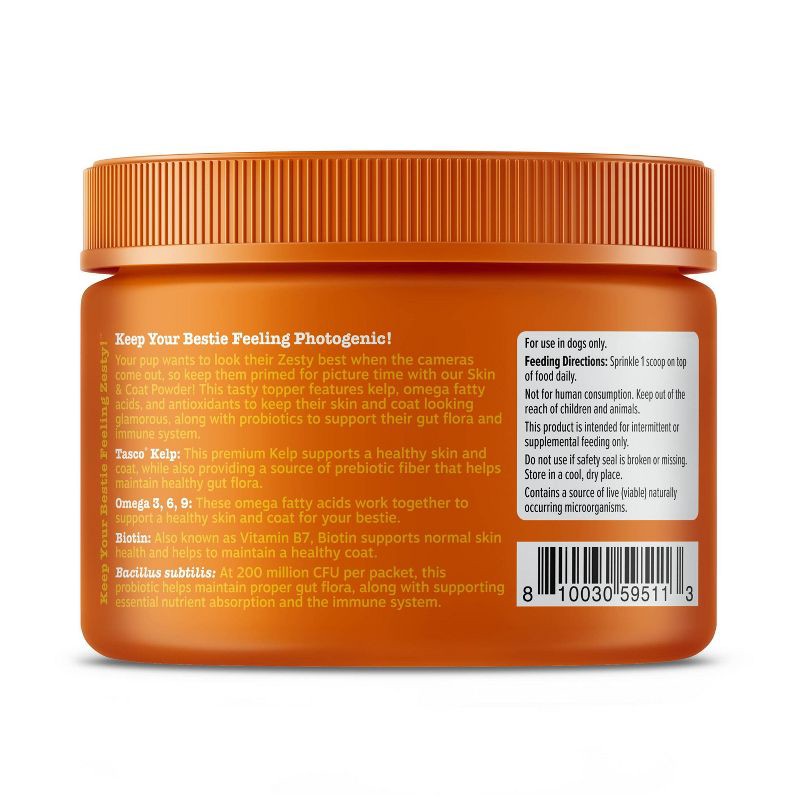 slide 3 of 3, Zesty Paws Skin & Coat Unflavored Vitamin and Supplements Powder - 150g, 150 gram
