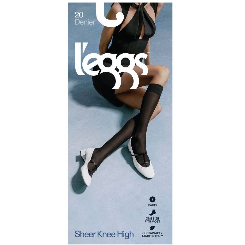 slide 2 of 3, L'eggs Women's 360 Contour 2pk Knee High Tights - White One Size Fits Most: Seamless Toe, Sheer Knit Hosiery, 2 ct