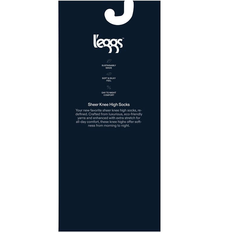 slide 3 of 3, L'eggs Women's 360 Contour 2pk Knee High Tights - White One Size Fits Most: Seamless Toe, Sheer Knit Hosiery, 2 ct