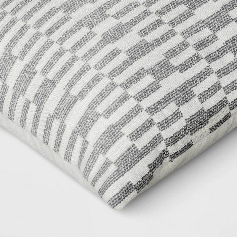 slide 5 of 5, Lumbar Woven Linework Throw Pillow Black/Ivory - Threshold™, 1 ct