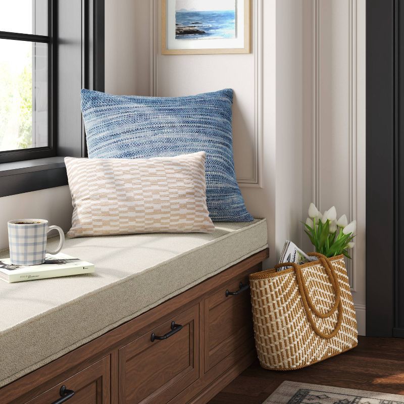 slide 2 of 5, Lumbar Woven Linework Throw Pillow Neutral/Ivory - Threshold™, 1 ct