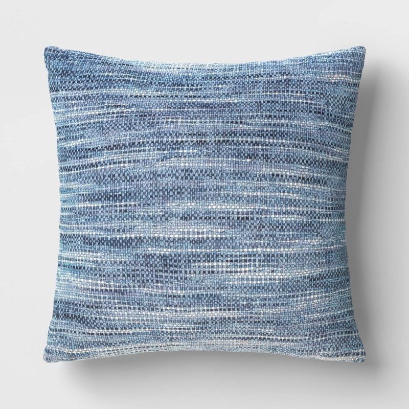 slide 1 of 5, Oversized Square Woven Throw Pillow Blue - Threshold™, 1 ct