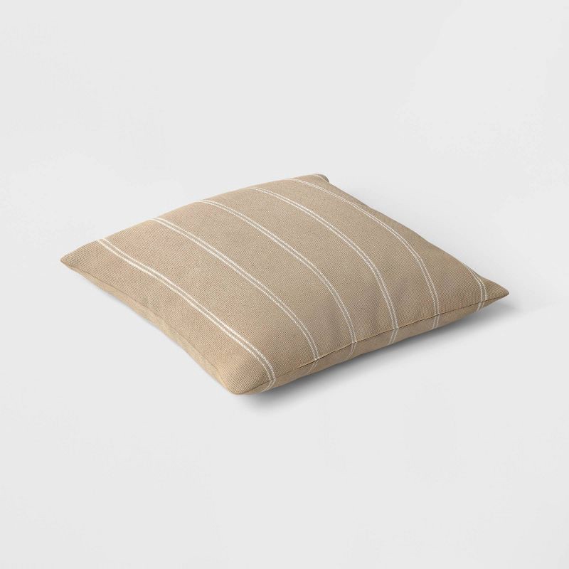 slide 3 of 4, 2pk Square Cotton Woven Stripe Throw Pillows Neutral/Ivory - Threshold™, 2 ct