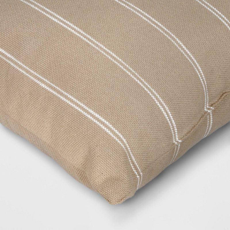 slide 4 of 4, 2pk Square Cotton Woven Stripe Throw Pillows Neutral/Ivory - Threshold™, 2 ct
