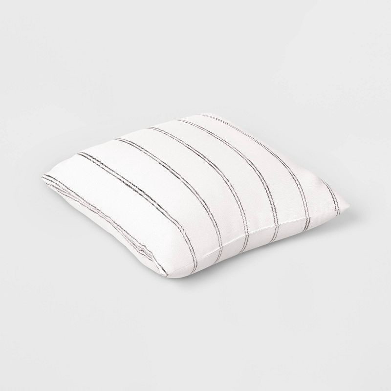 slide 3 of 4, 2pk Square Cotton Woven Stripe Throw Pillows Ivory/Black - Threshold™, 2 ct