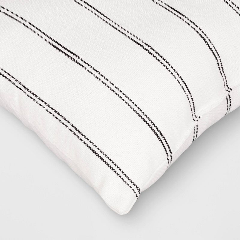 slide 4 of 4, 2pk Square Cotton Woven Stripe Throw Pillows Ivory/Black - Threshold™, 2 ct