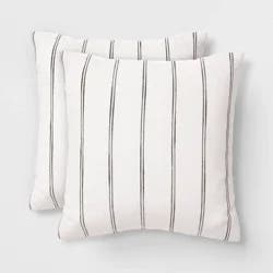 2pk Square Cotton Woven Stripe Throw Pillows Ivory/Black - Threshold™