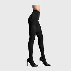 L'eggs Women's 80 Denier 360 Contour Super Opaque Tights - Black L: High Waisted, Built-in Slimming Layer