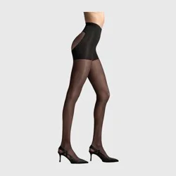 L'eggs Women's 20 Denier 360 Contour Sheer Tights - Black S: High Waisted, Built-in Slimming Layer, Recycled Nylon Blend