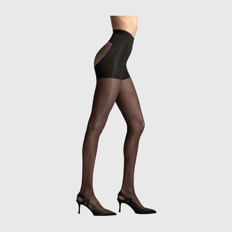 slide 1 of 3, L'eggs Women's 20 Denier 360 Contour Sheer Tights - Black M: High Waisted, Built-in Slimming Layer, Knit Construction, 1 ct
