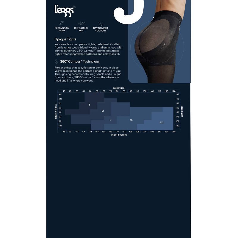 slide 3 of 3, L'eggs Women's 60 Denier 360 Contour Opaque Tights - Red S: High Waisted, Built-in Slimming Layer, Knit, 1 ct