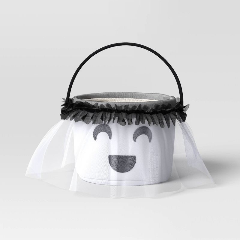 slide 3 of 5, Halloween Light Up Plush Ghost Round Polyester Trick or Treat Pail - Hyde and EEK! Boutique™, 1 ct