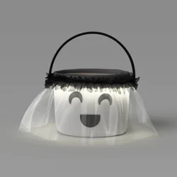 Halloween Light Up Plush Ghost Round Polyester Trick or Treat Pail - Hyde and EEK! Boutique™