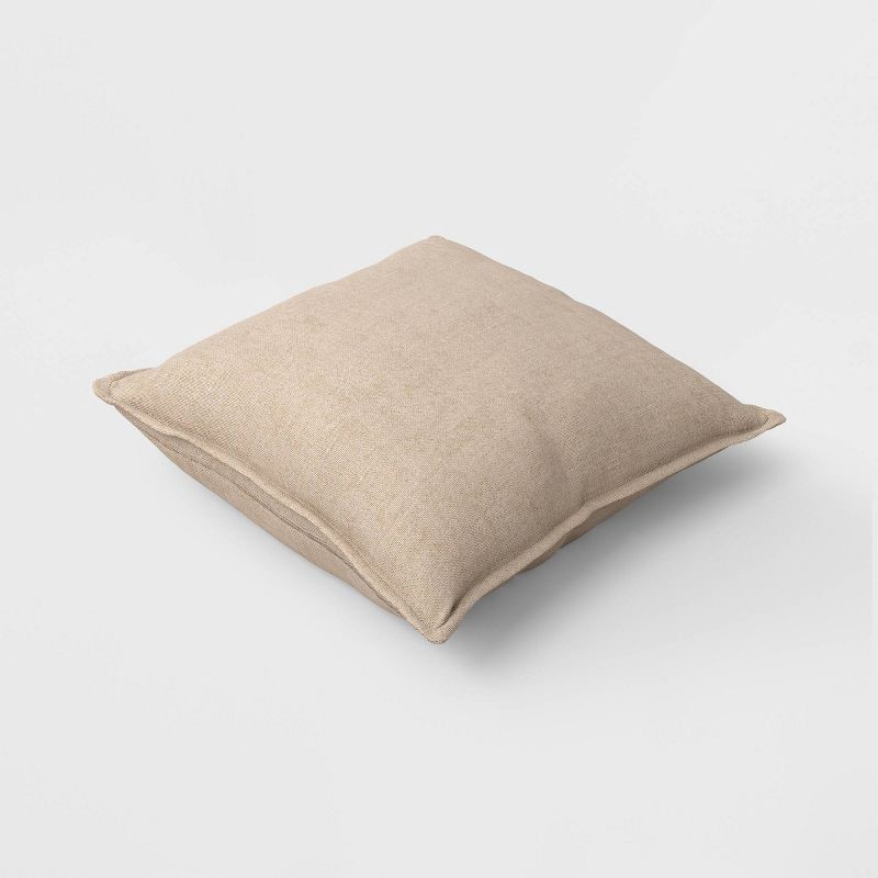 slide 3 of 4, Square Linen Throw Pillow with Flange Neutral - Threshold™, 1 ct