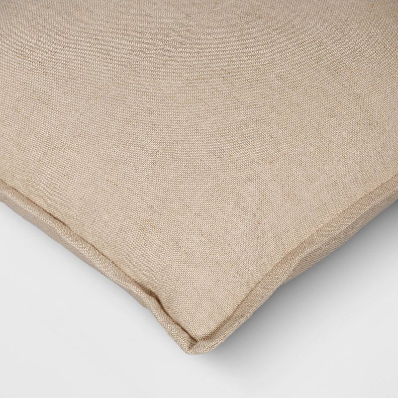 slide 4 of 4, Square Linen Throw Pillow with Flange Neutral - Threshold™, 1 ct