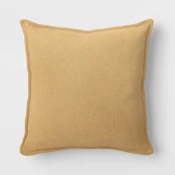 Square Linen Reversible Throw Pillow with Flange Contrast Neutral/Gold - Threshold™