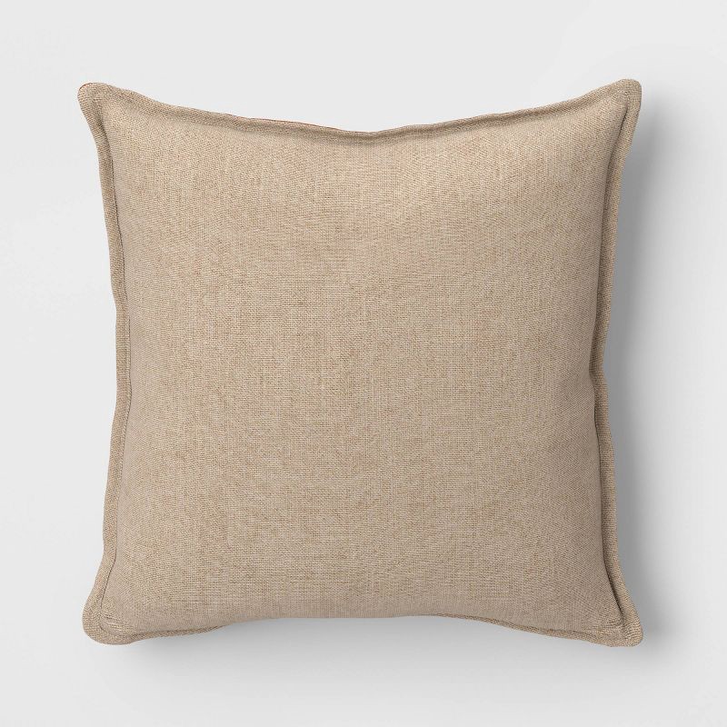 slide 3 of 5, Square Linen Reversible Throw Pillow with Flange Contrast Neutral/Terracotta - Threshold™, 1 ct