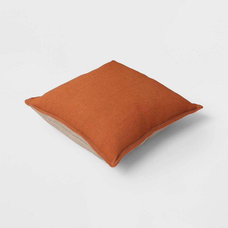 slide 4 of 5, Square Linen Reversible Throw Pillow with Flange Contrast Neutral/Terracotta - Threshold™, 1 ct