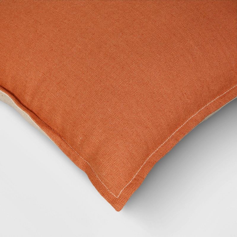 slide 5 of 5, Square Linen Reversible Throw Pillow with Flange Contrast Neutral/Terracotta - Threshold™, 1 ct