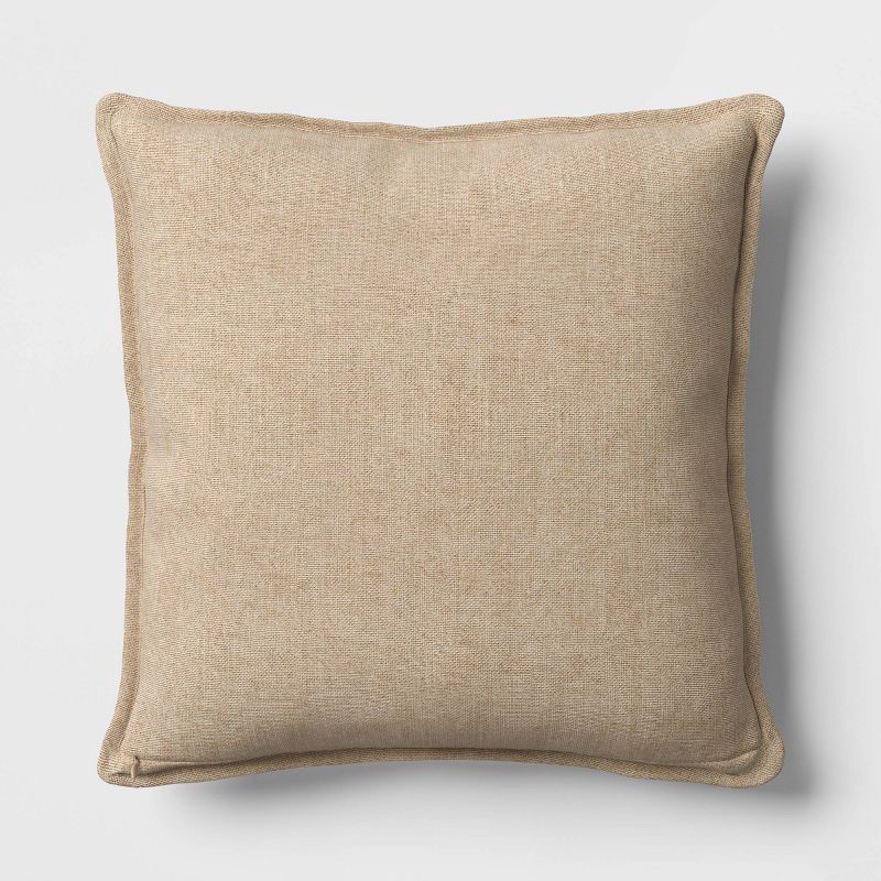 slide 3 of 5, Square Linen Throw Pillow with Flange Light Blue - Threshold™, 1 ct