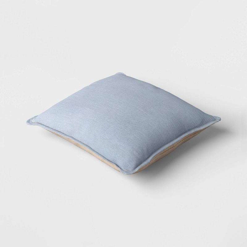 slide 4 of 5, Square Linen Throw Pillow with Flange Light Blue - Threshold™, 1 ct