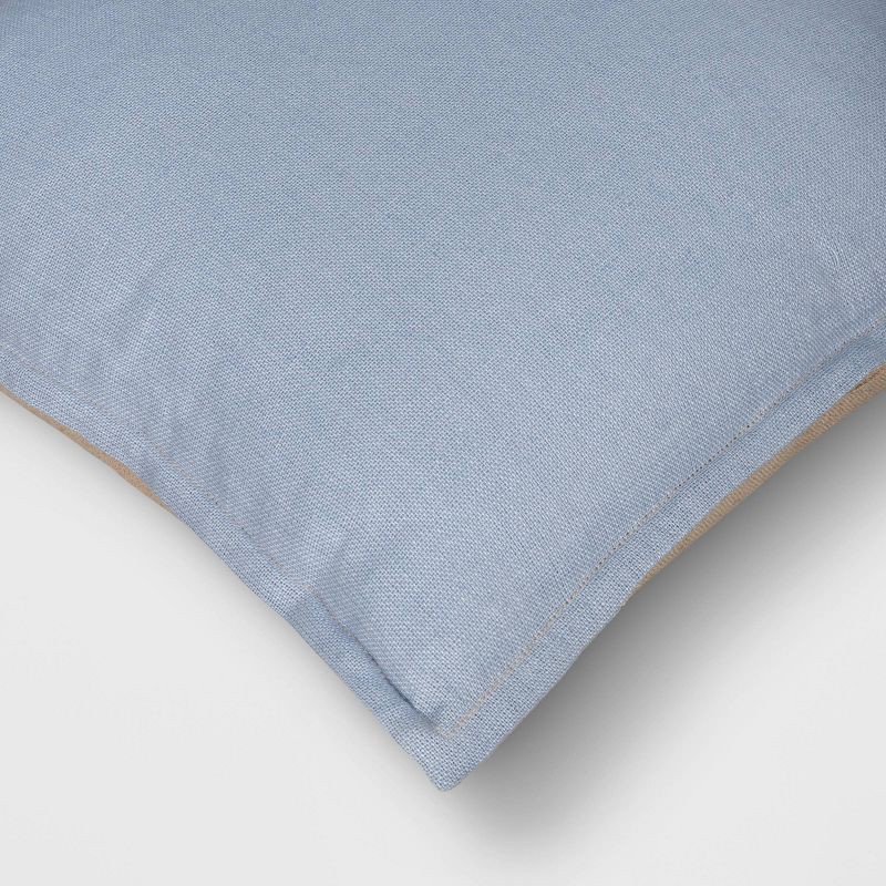 slide 5 of 5, Square Linen Throw Pillow with Flange Light Blue - Threshold™, 1 ct