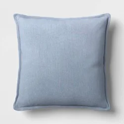 Square Linen Throw Pillow with Flange Light Blue - Threshold™