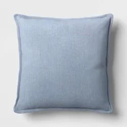 Square Linen Throw Pillow with Flange Light Blue - Threshold™